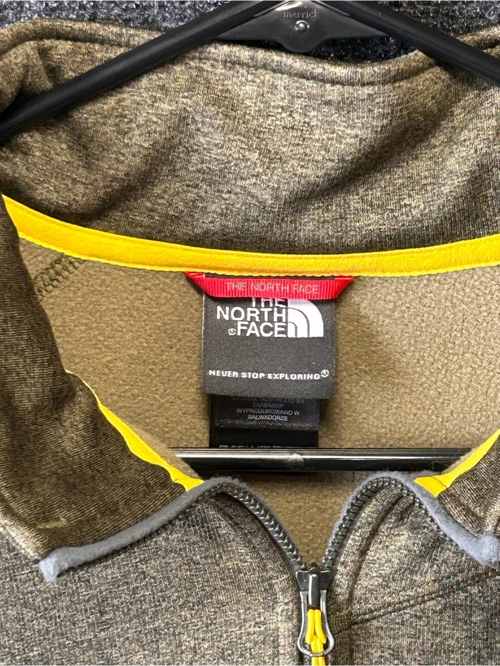 The North Face Men’s XL 1/4 Zip Pullover Olive Green Yellow Outdoor